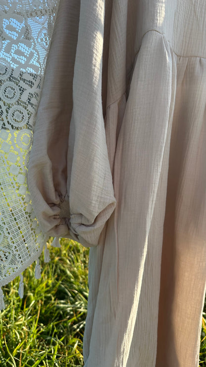 Musselin Princess Abaya Beige