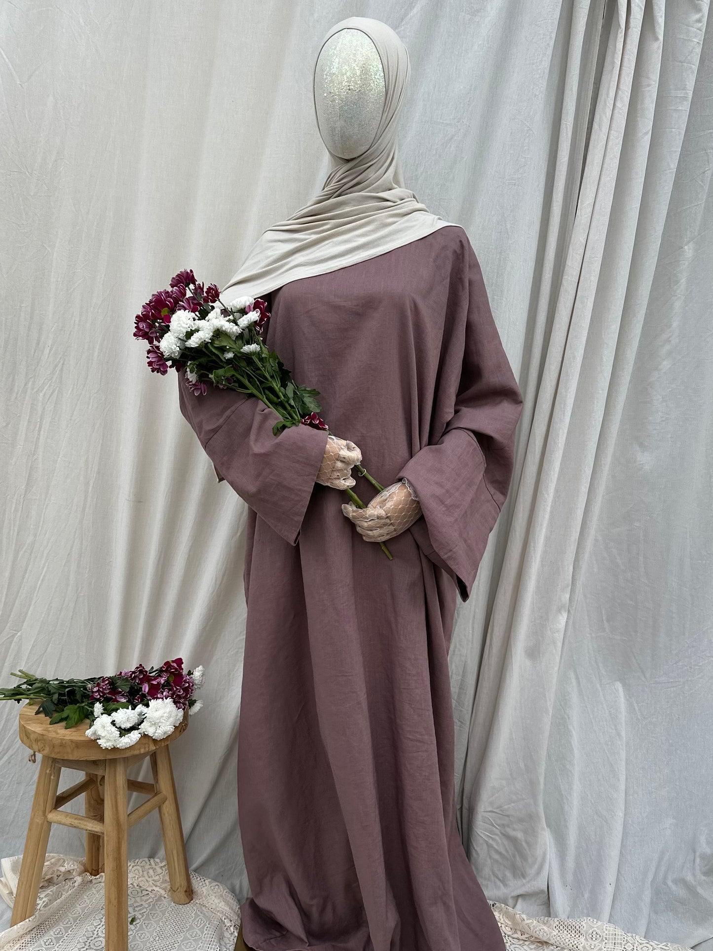 Leinen Abaya Mauve