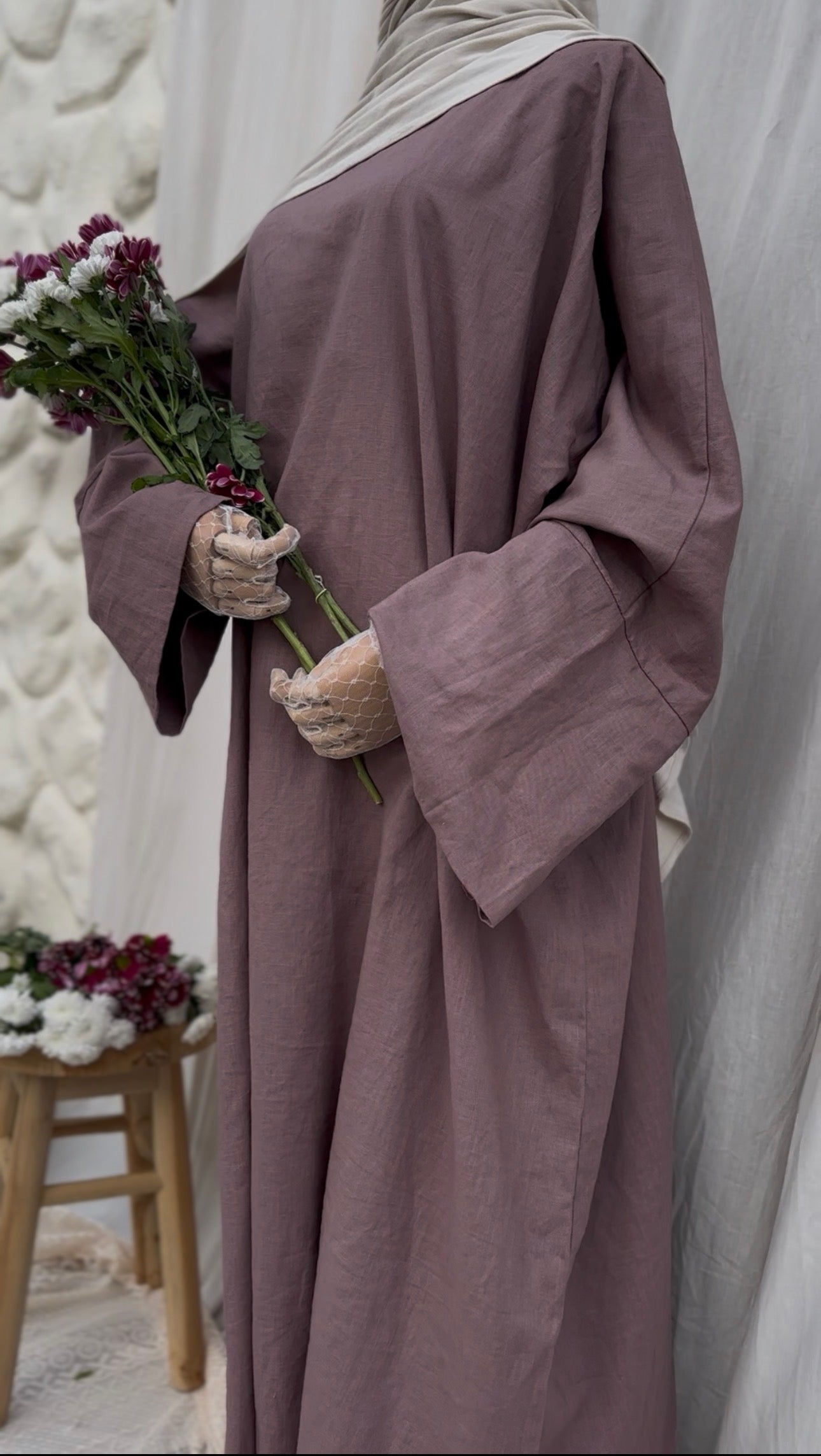 Leinen Abaya Mauve