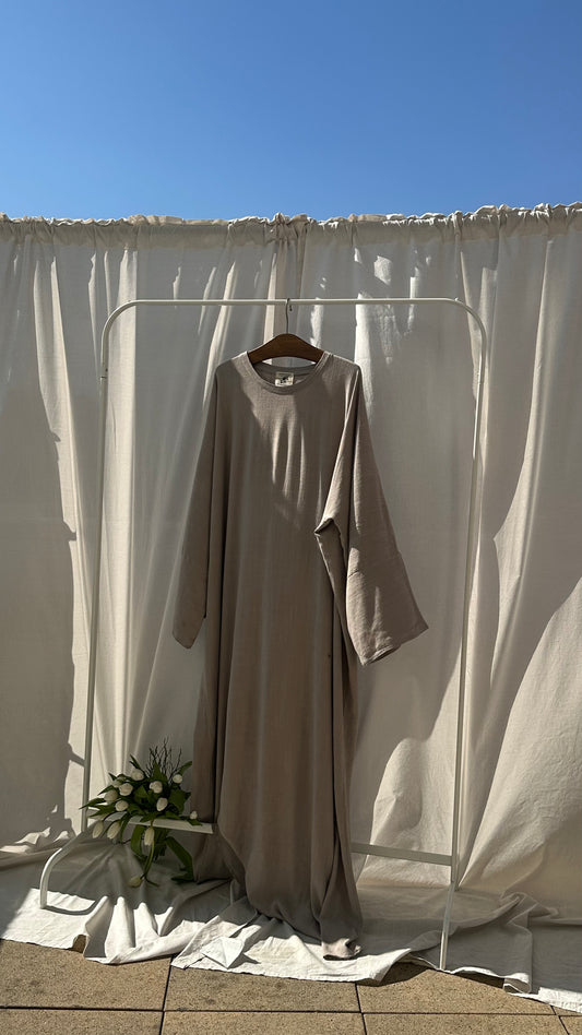Leinen Viskose Abaya Soft Greige //