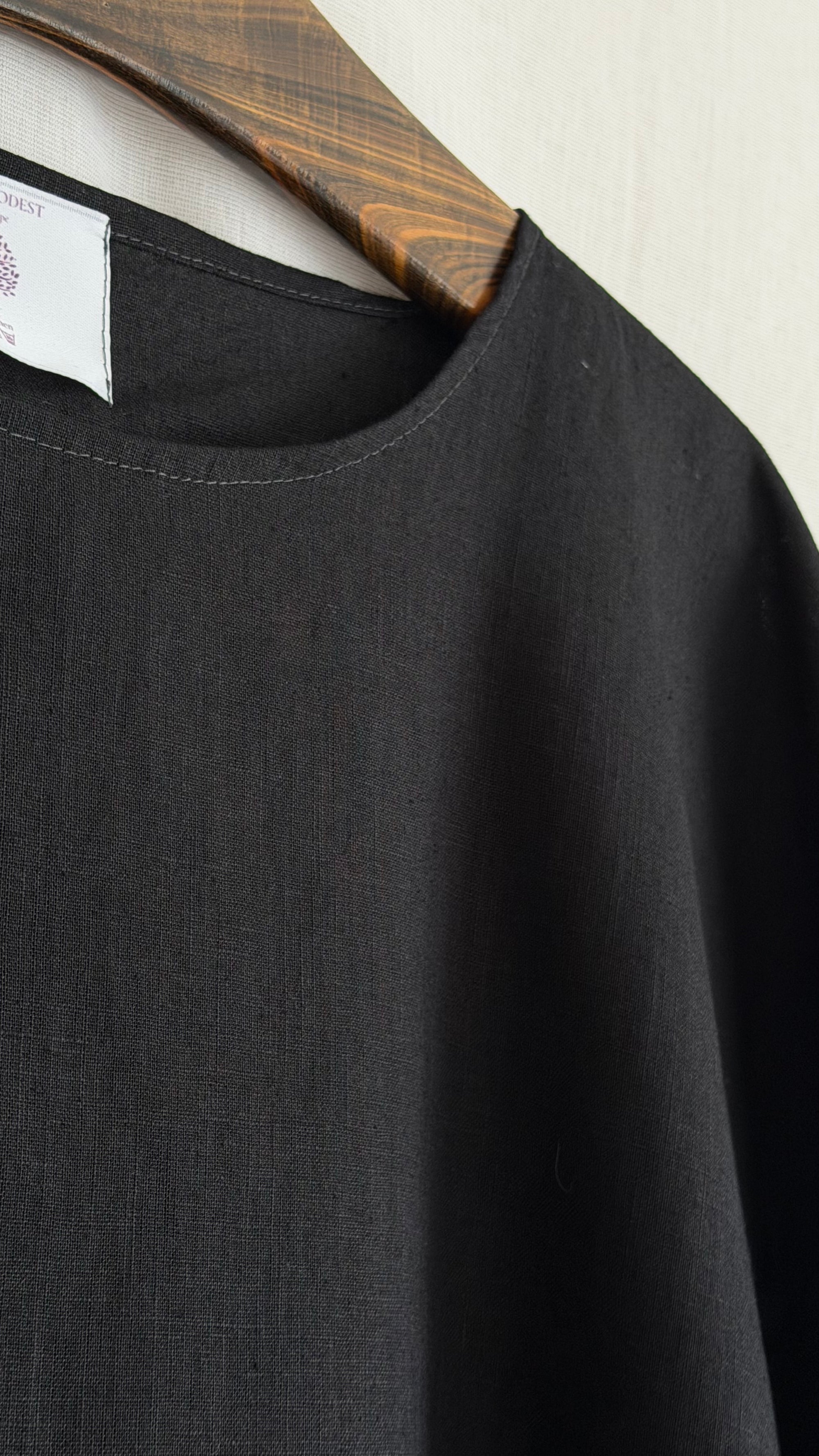 Kattān Abaya Schwarz 100% Leinen