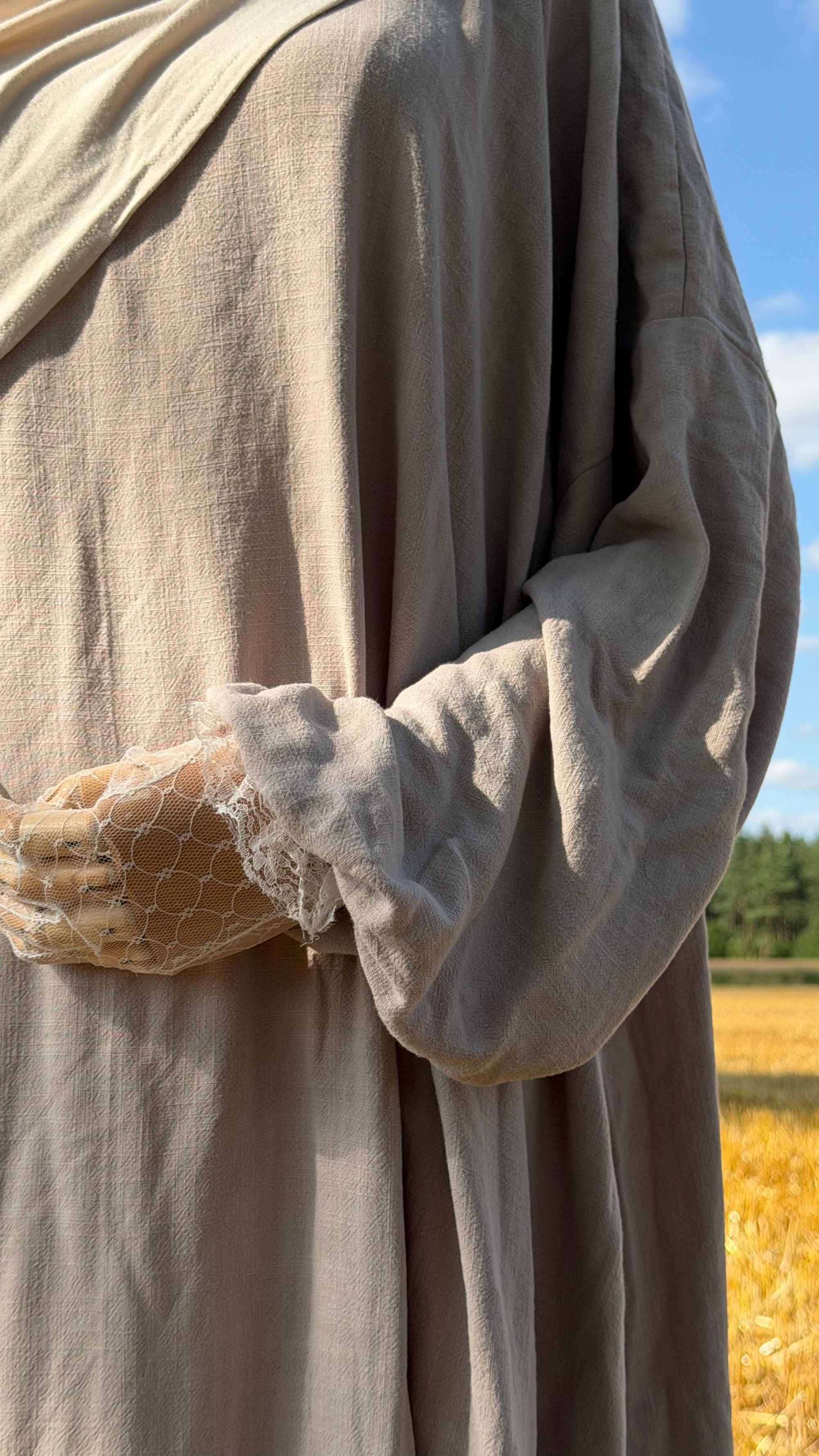 Vintage Abaya Greige 75% Viskose 25% Leinen
