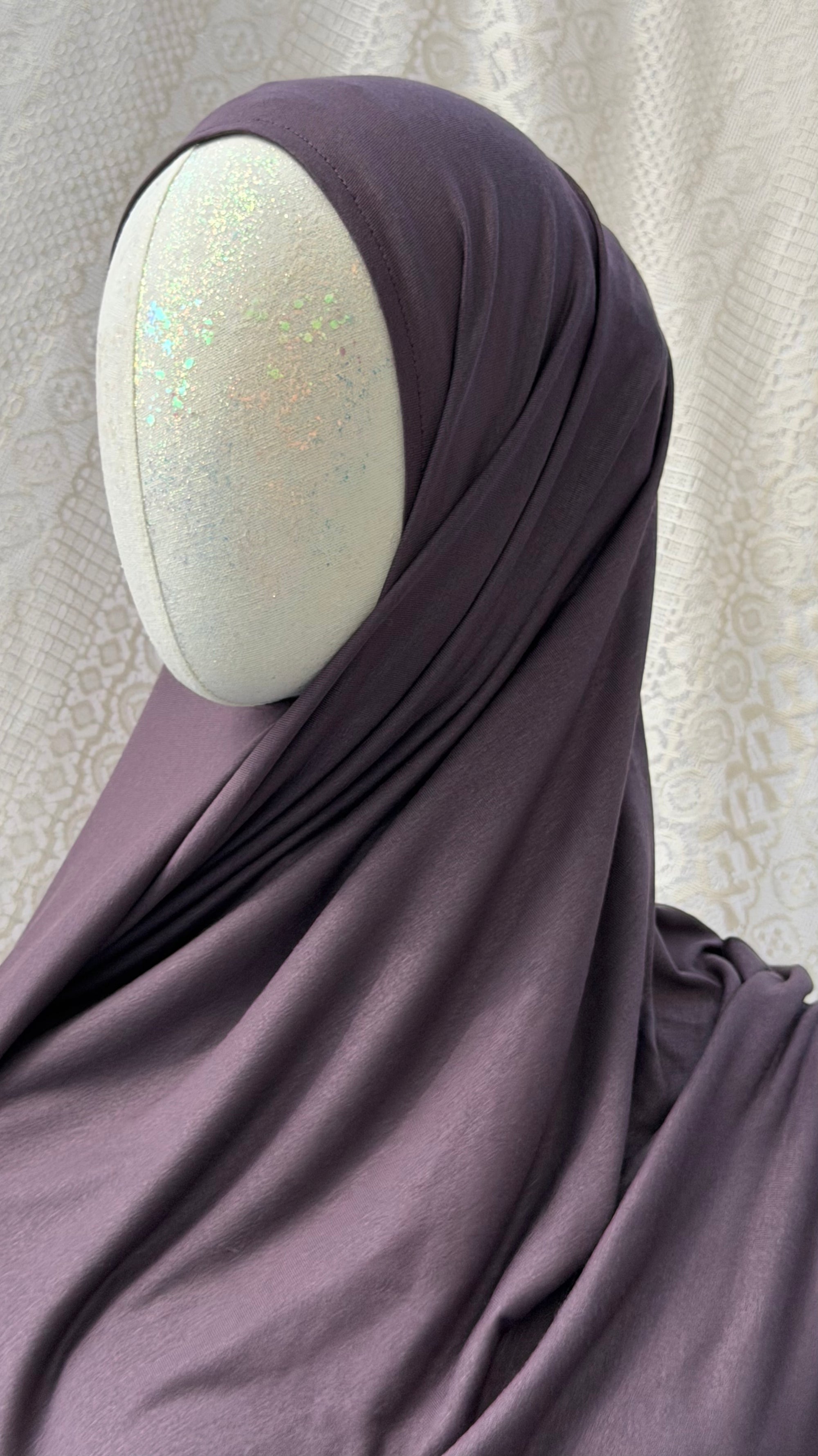 Light Weight Tencel Lyocell Hijab ,,Purple Silver Rain'' 95% Tencel Lyocell 5% Elasthan