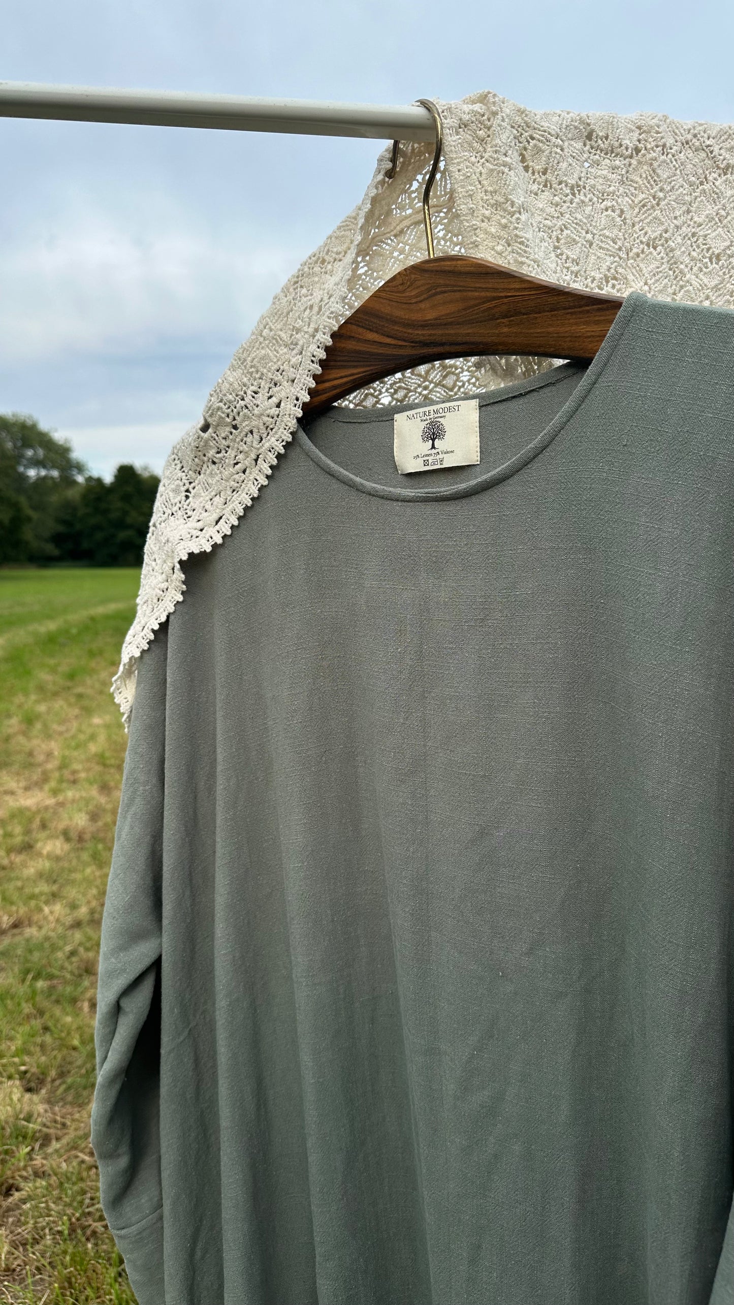 Vintage Tilleul Viskose & Leinen Abaya