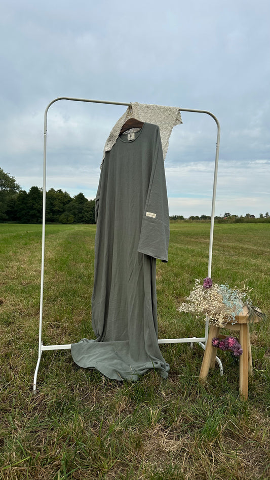 Vintage Tilleul Viskose & Leinen Abaya