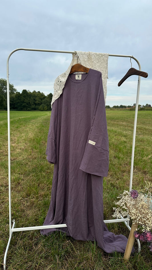 Vintage Lavender Viskose & Leinen Abaya