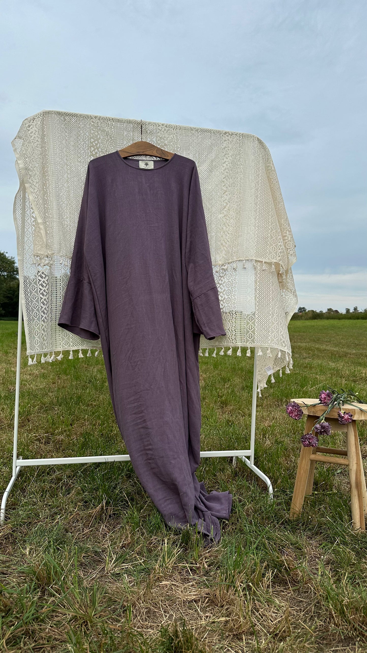 Vintage Lavender Viskose & Leinen Abaya 📦VERSAND 1. Oktober